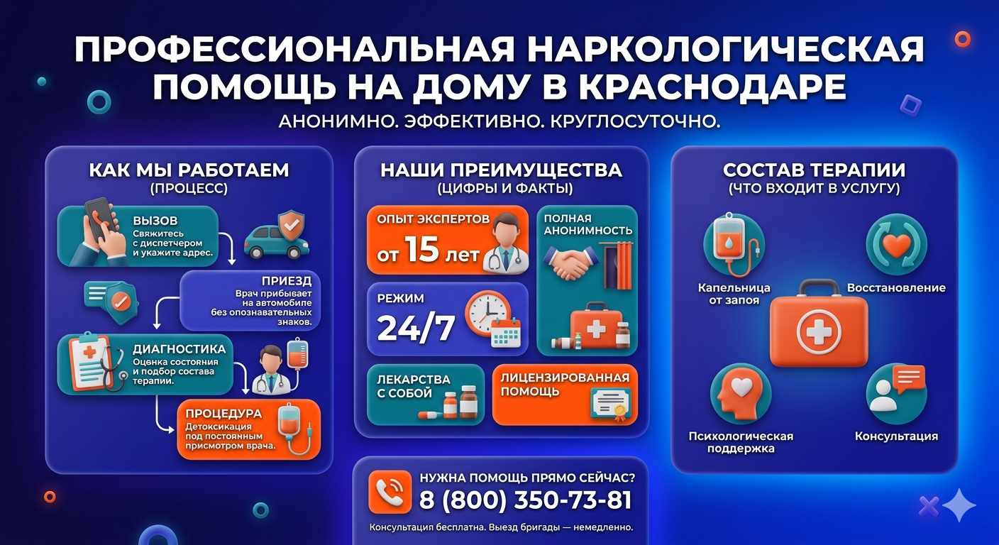 Инфографика о принципах лечения алкоголизма на дому в Чекмагуше: этапы вызова нарколога, преимущества анонимной детоксикации и состав медицинской помощи.